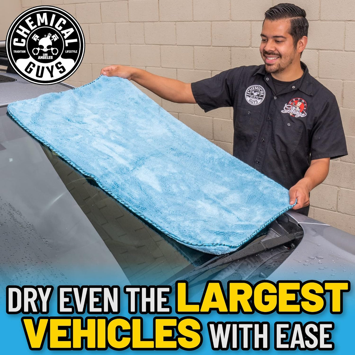 Chemical Guys, Woolly Mammoth Large Microfiber Drying Towel, Blue, 36 x 25
