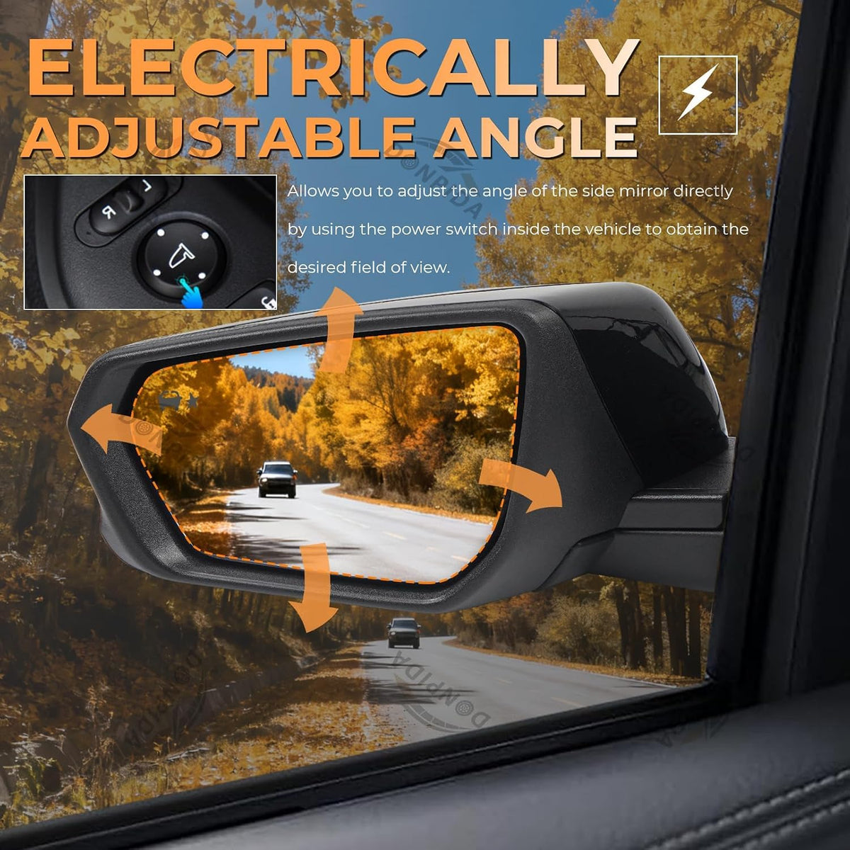 Left Driver Side Mirror Assembly Compatible with Chevy Equinox GMC Terrain 2018-2024 with Heated, Blind Spot Monitor, Turn Signal & Power Adjustable Glass Replaces 84225386 (8 Pins）
