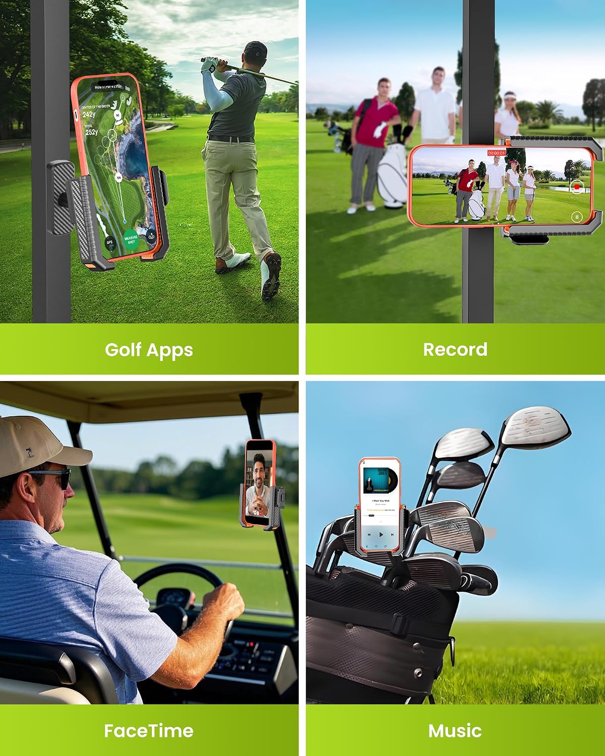 Magnetic Golf Cart Phone Holder,8 N56 Strong Magnet,1s Lock/Release | Golf Gifts for Men Dad Father Husband Him Golfer, Golf Accessories Essentials Gadgets Phone Mount Fits Club Car, EZGO, Yamaha