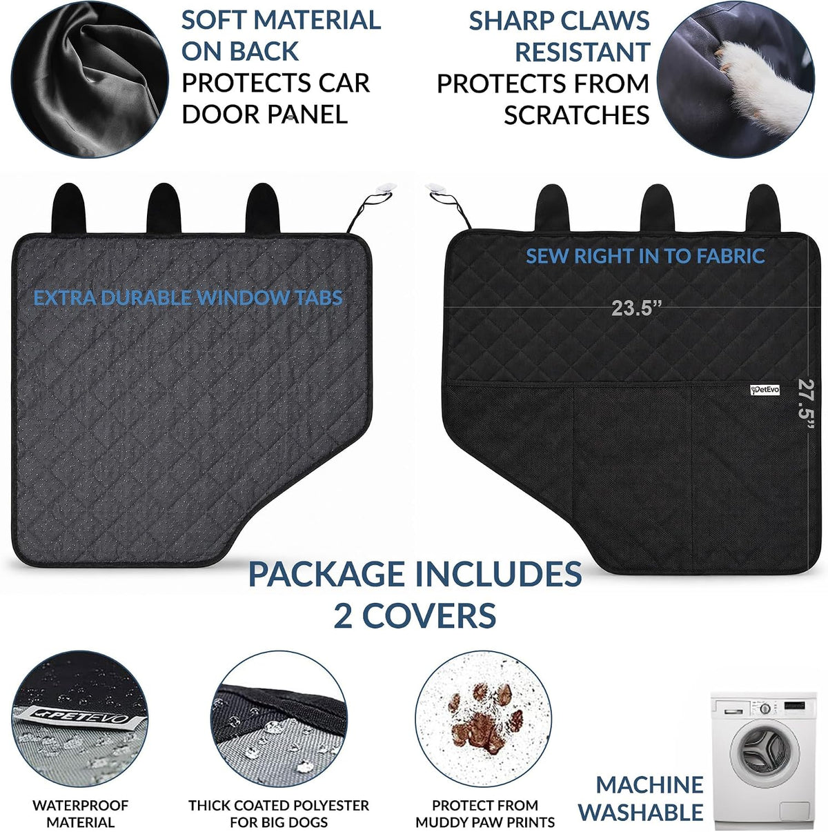 2026 Version-2X Extra Durable Premium Interior Car Door Protector from Dog Scratches - Pet Car Window Protector Door Covers - Waterproof Anti-Scratch, Scratch Resistant, Size 27.5" x 23.5"
