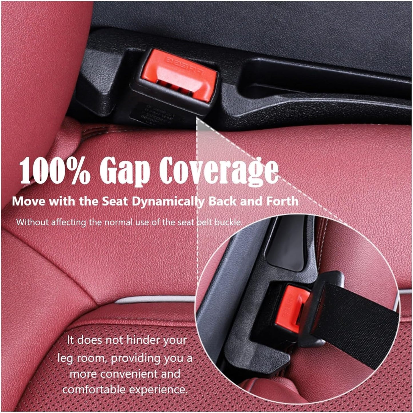 Car Seat Gap Filler Organizer 2 Pack, 3in1 Carseat Side Gap Plug with Filler, Organizer & Hook Functions, Gap Space Stopper Universal Fit Car SUV Truck Fill the Gap Between Seat & Console, Black