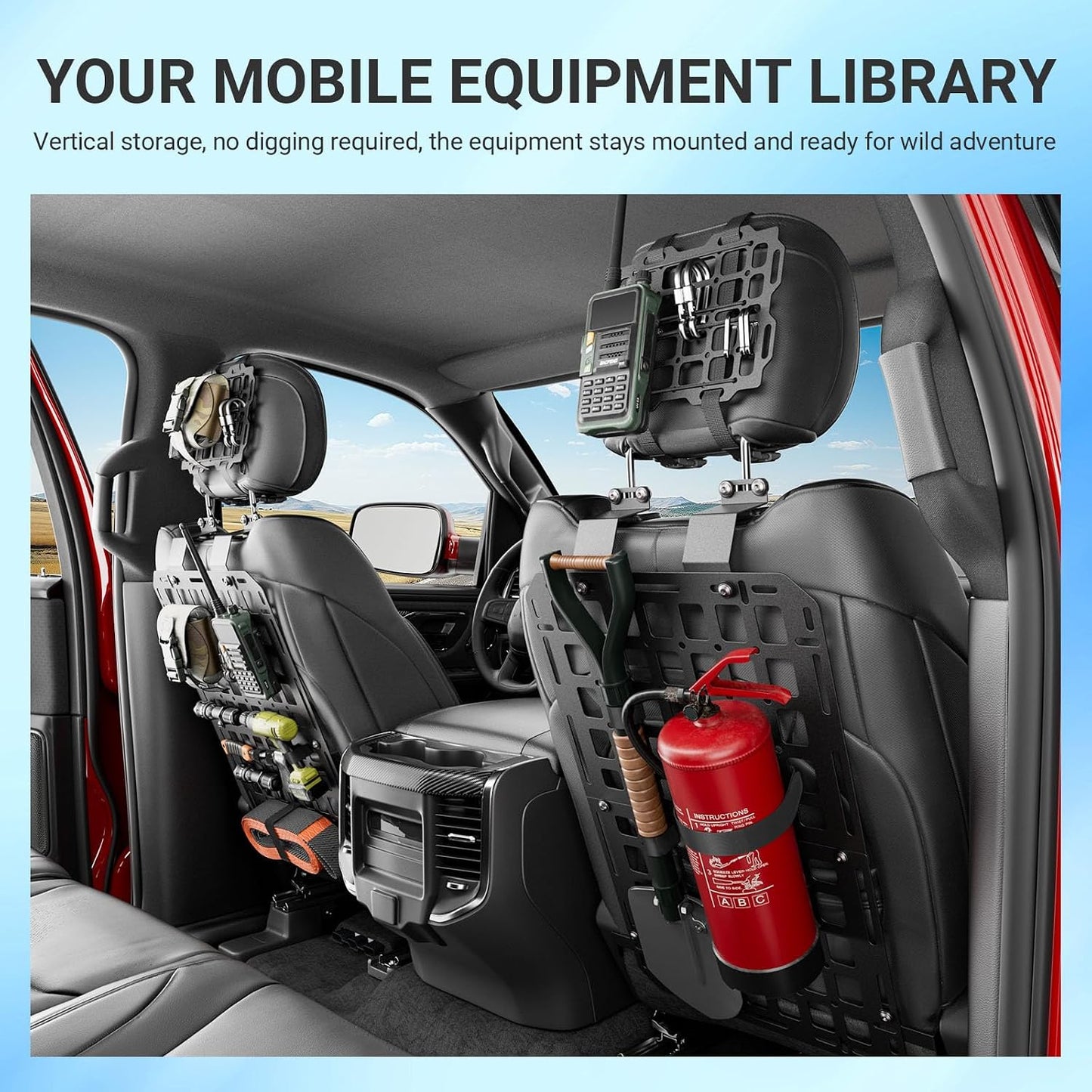 SZYANG Seatback Molle Panel Compatible with 2019-2026 Dodge Ram 1500 Headrest Organizer Molle Panel for 2 Seats Tactical Seat Back Organizers Replacement for 2019-2026 Dodge Ram 1500 Accessories