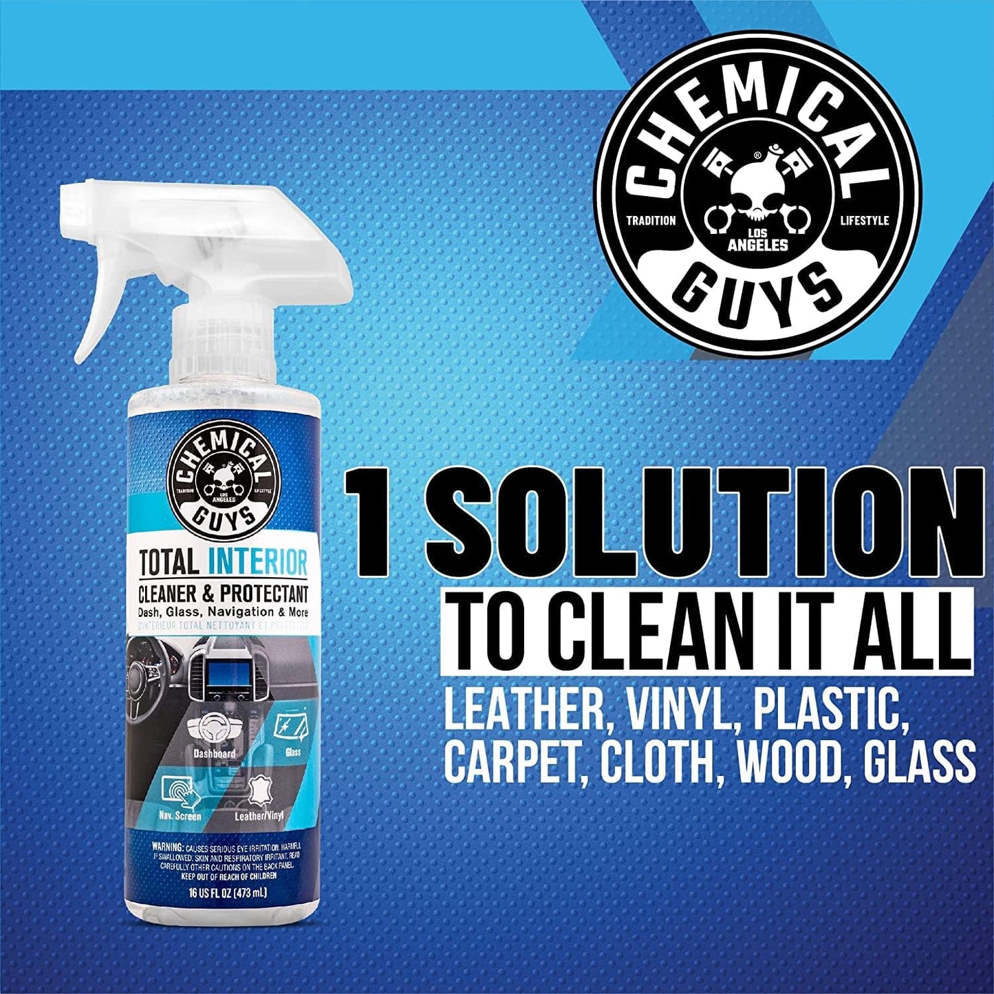 Chemical Guys CWS20316K9 Foaming Citrus Fabric Clean Carpet &amp; Upholstery Carpet Cleaning &amp; Interior Cleaning Kit (9 Piece Kit with Total Interior SPI22016 &amp; Lightning Fast Stain Extractor SPI_191_16)