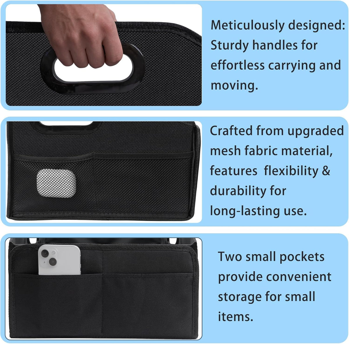 Car Seat Storage Organizer, Passenger Seat Backseat Storage Caddy, Black