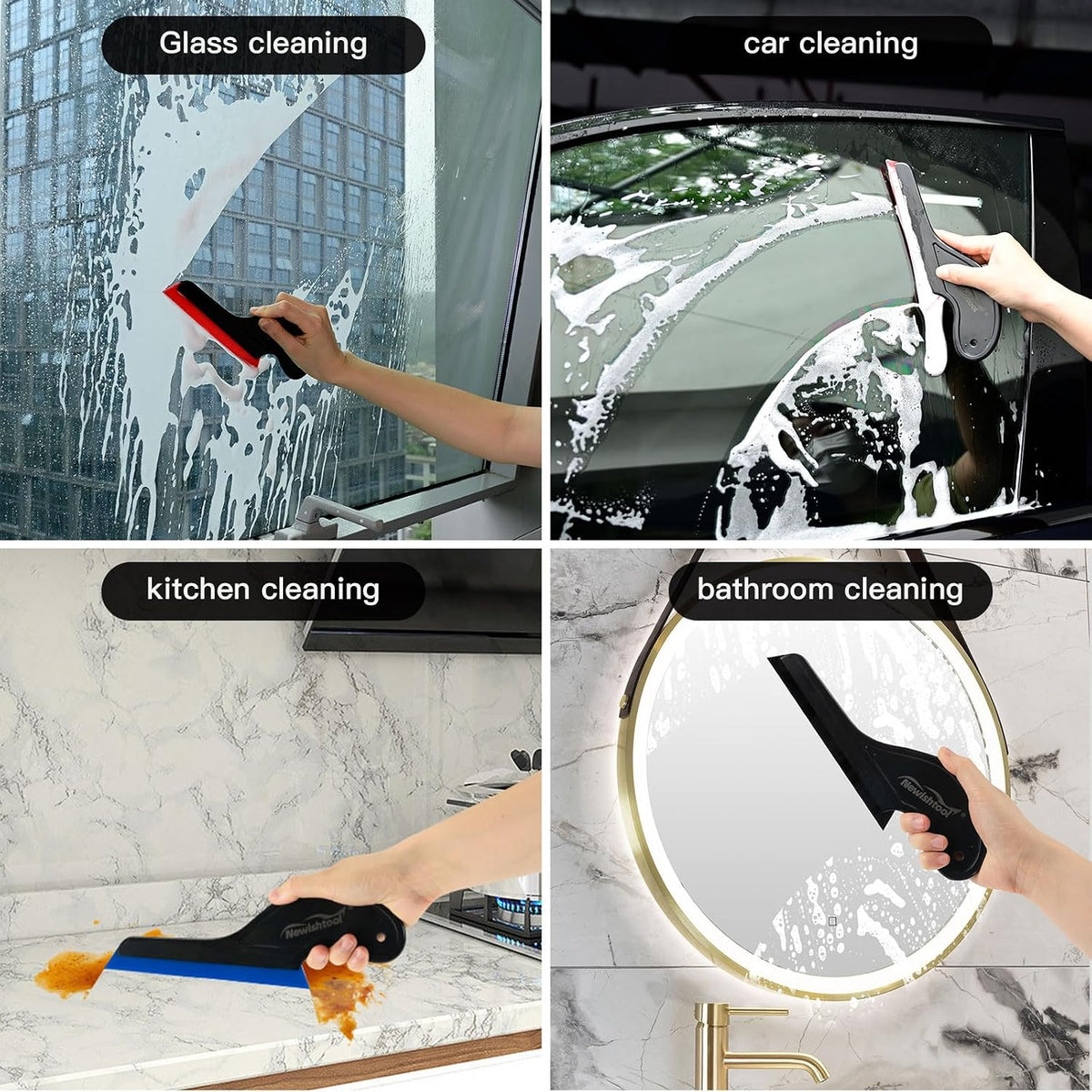NEWISHTOOL Window Tint Tools, 3 PCS Side Wiper Swiper Silicone Squeegee