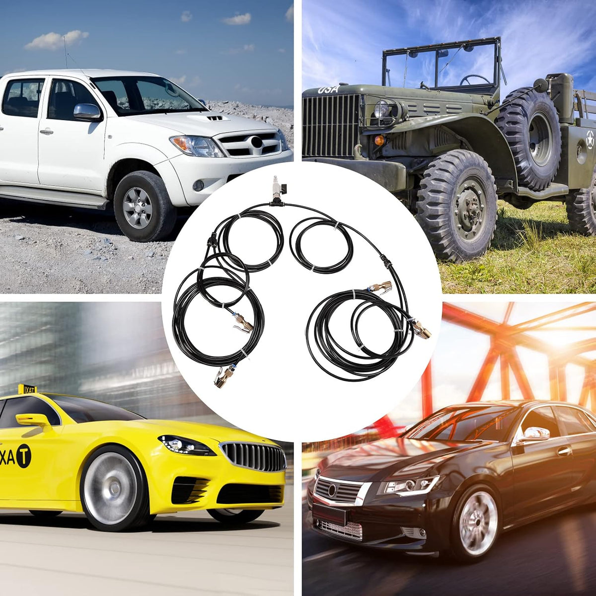 4 Way Tire Inflation System with Closed Flow Chuck for Car Trucks Off Road Vehicles-Compatible with HPA Tanks and Compressors