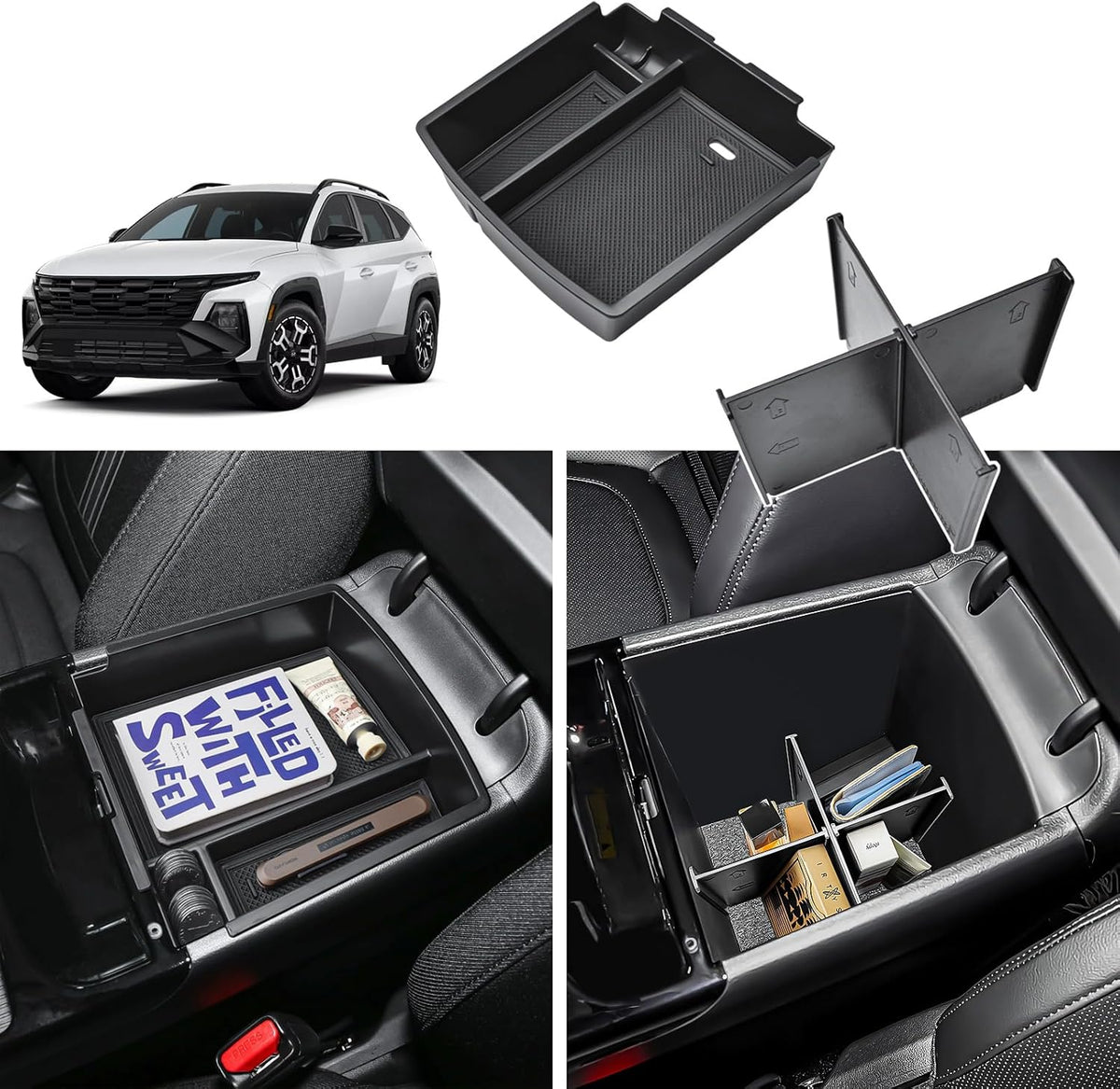 2PCS ABS Kit Center Console Organizer Tray For 2025-2026 Hyundai Tucson