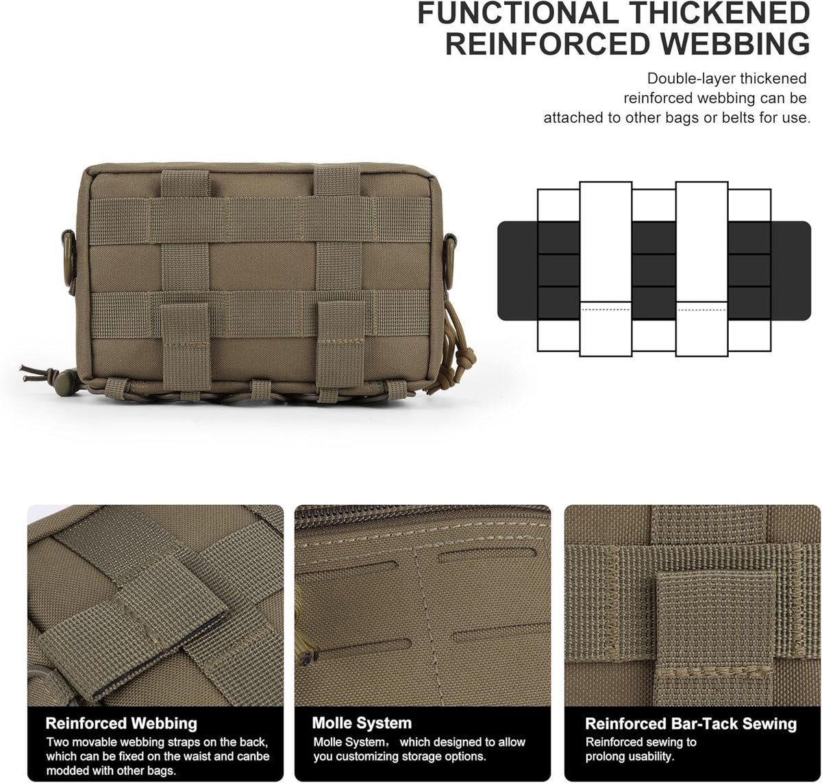 Mardingtop 600D/Cordura Tactical Molle Utility Pouch, Small Military Admin EDC Tool Organizer Bag