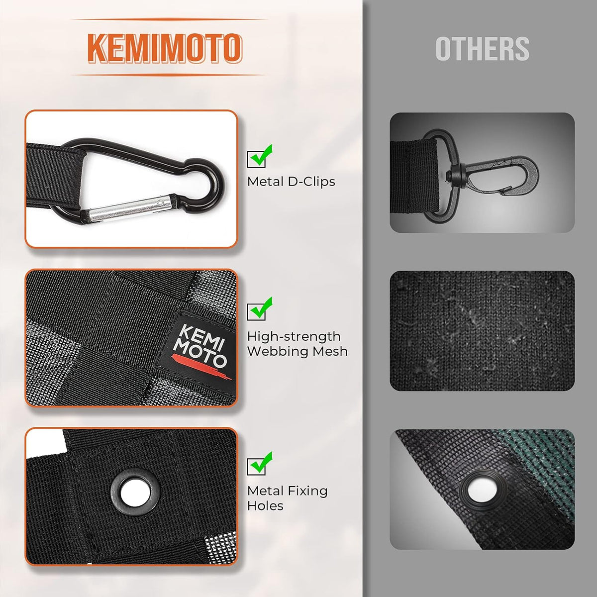 KEMIMOTO UTV Cargo Bed Net Compatible with Polaris Ranger General Defender