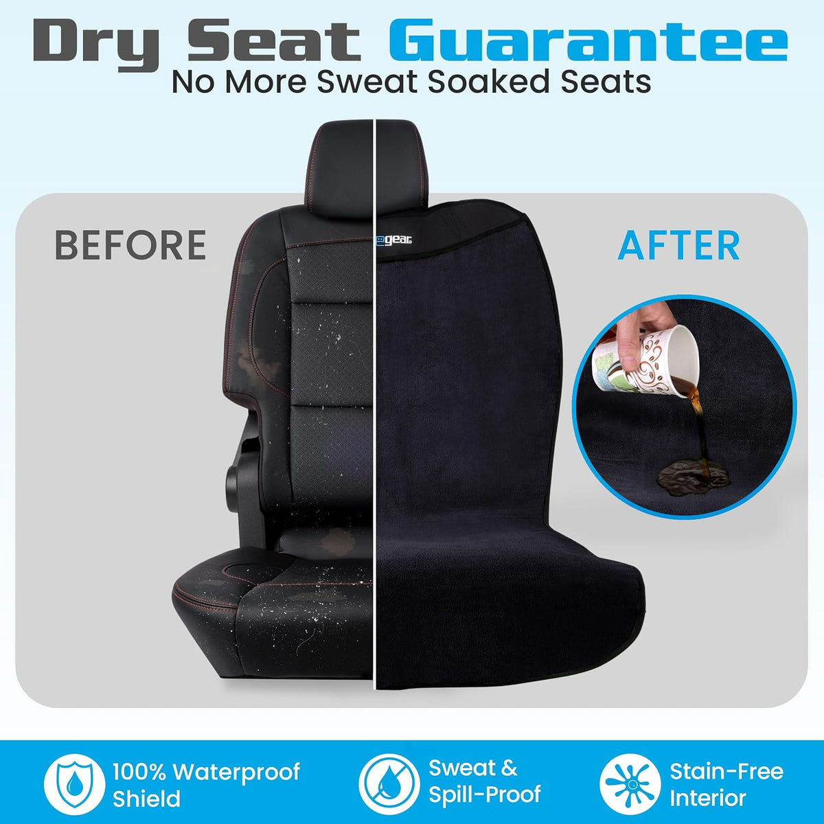 HAPPEGEAR Happeseat Waterproof Car Seat Cover & Protector, Black