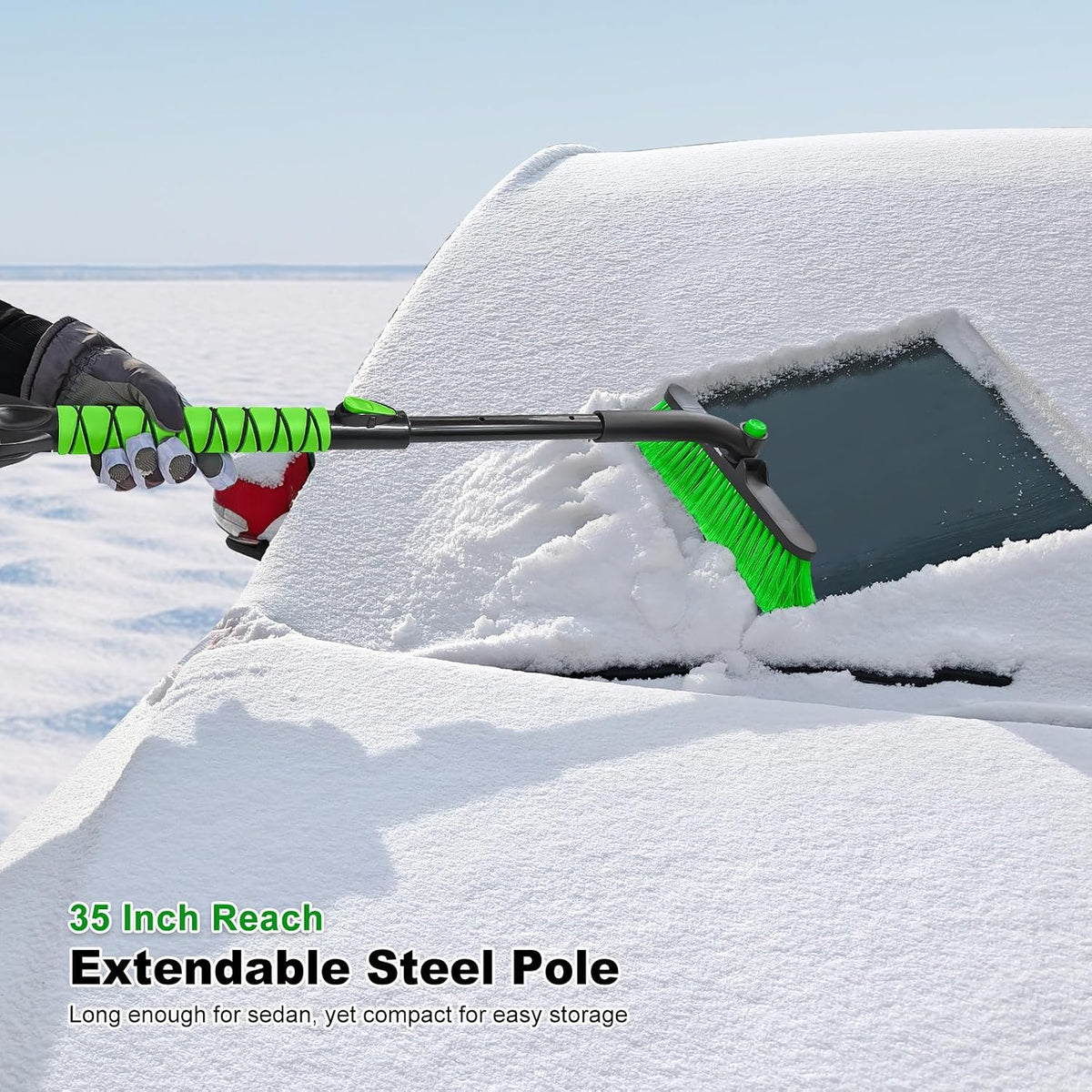 SEAAES Car Ice Scraper and Brush, Extendable Snow Brush for Windshield