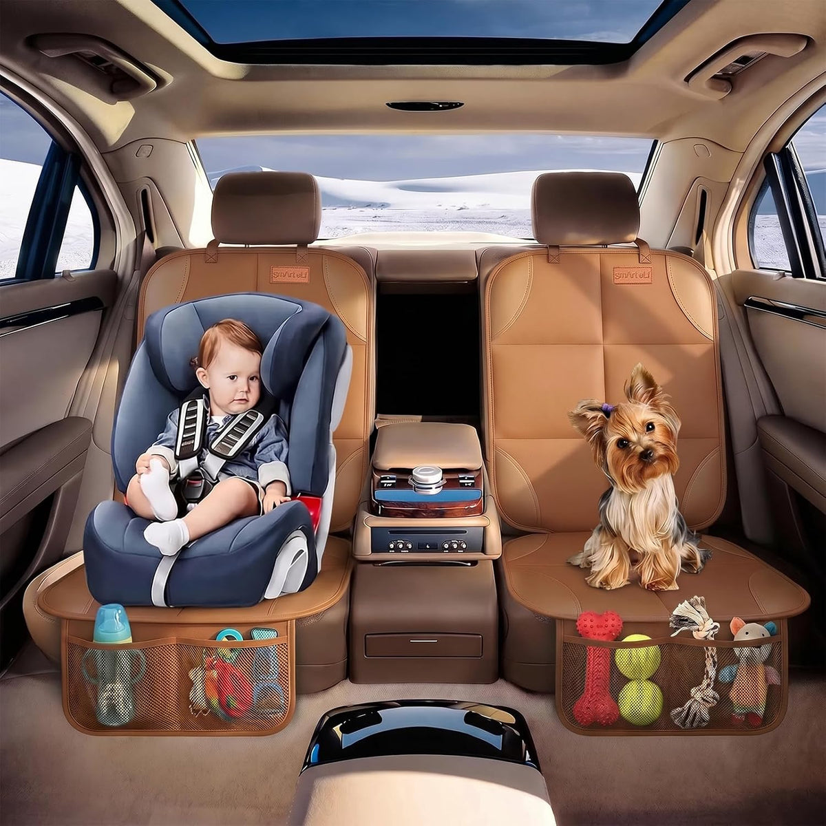 SMART ELF Car Seat Protector 2-Pack, Thick Padding Cushion (Dark Brown)