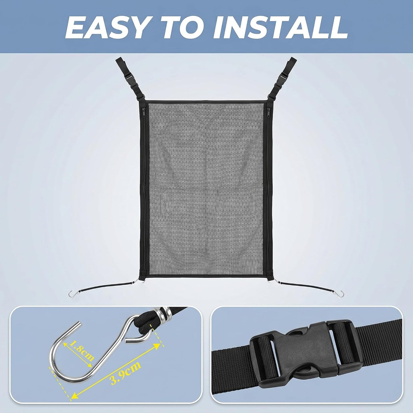 Dog Car Net Barrier for Back Seat, Pet Mesh Divider Gate Between Seats, SUV Truck Backseat Safety Barrier for Dogs Travel