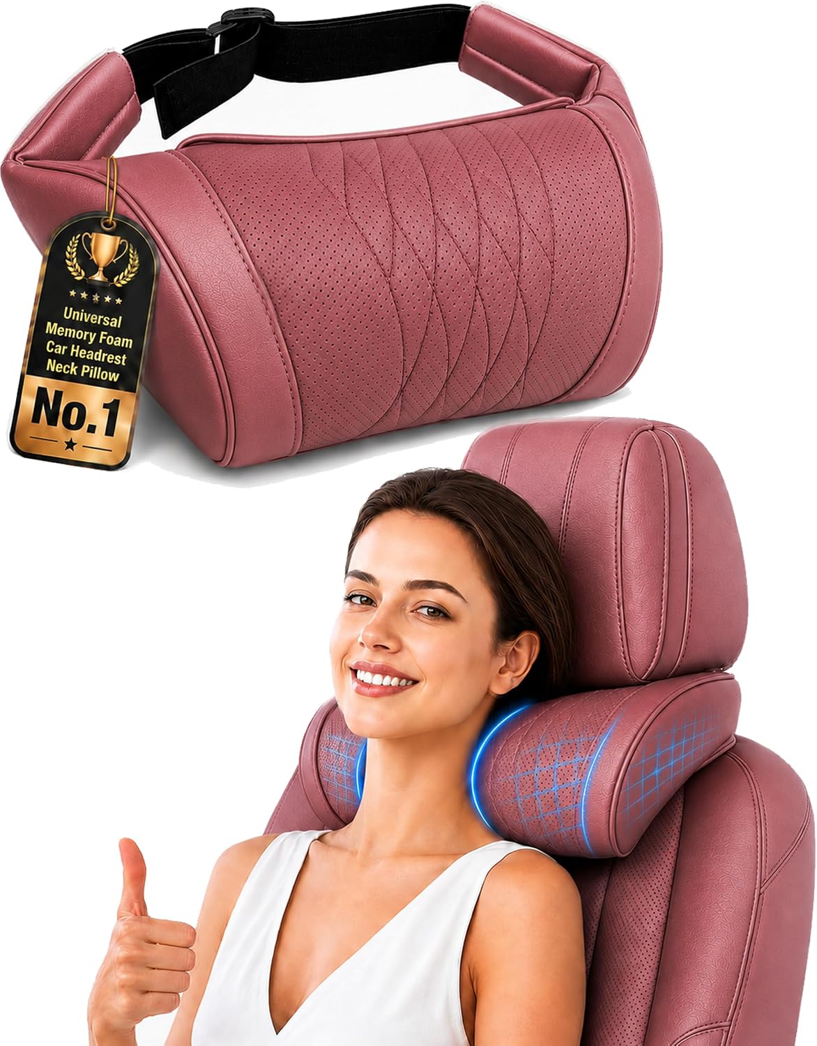 Universal Memory Foam Car Headrest Neck Pillow, Car Neck Pillow (Orange)