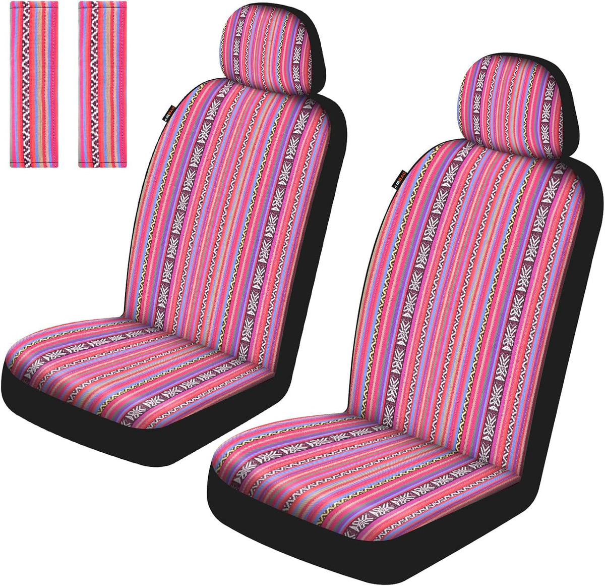 Baja Saddle Blanket Car Seat Covers Front Set 6PCS, Pink