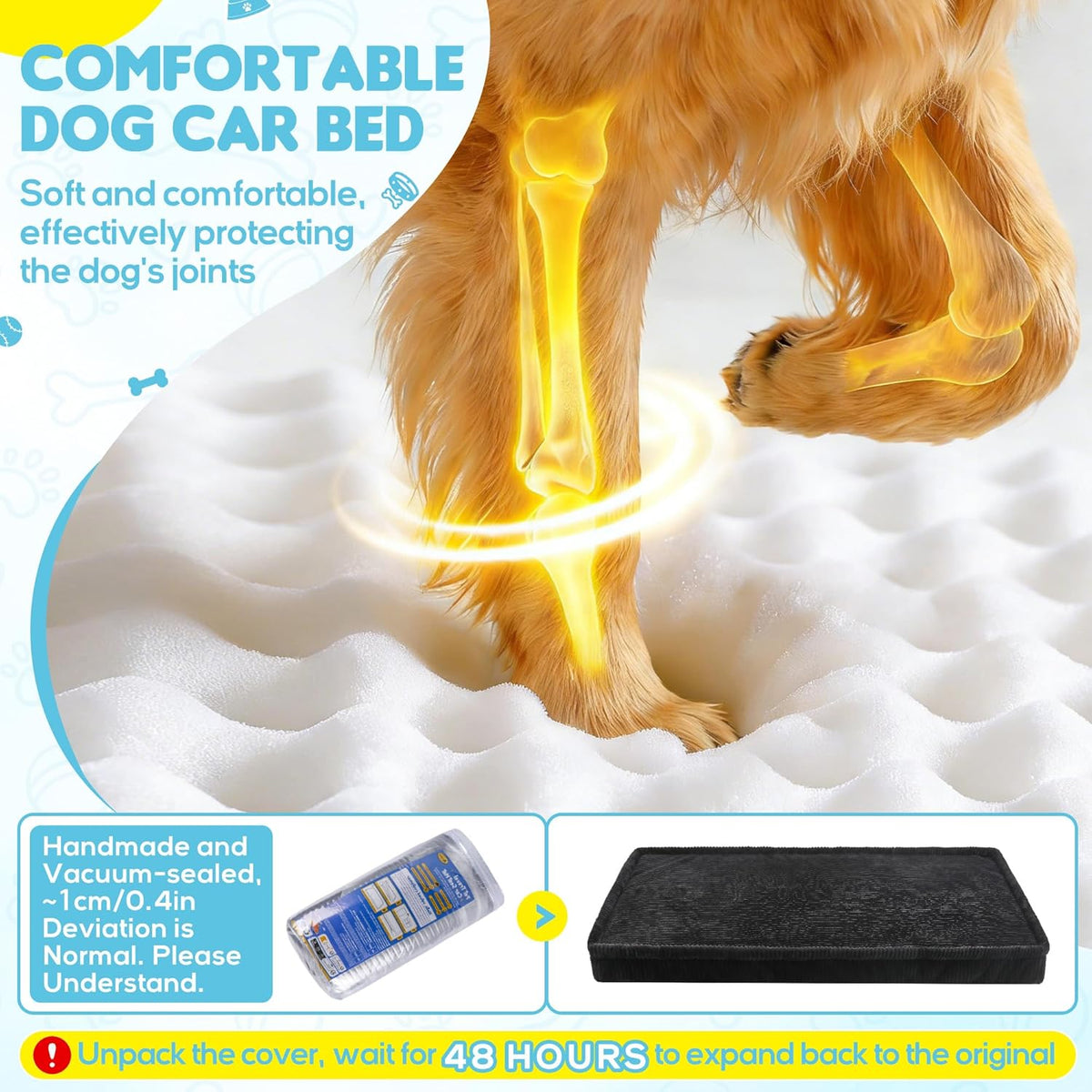 Dog Car Bed, Non-Slip Backseat Extender Pet Mat, Removable Washable Dog Bed for SUVs, Sedans & Trucks, Anti-Slip Travel Bed for Dogs, Easy Clean & Scratch-Proof & Comfort (Medium (50"L×24.6"W×2"H))