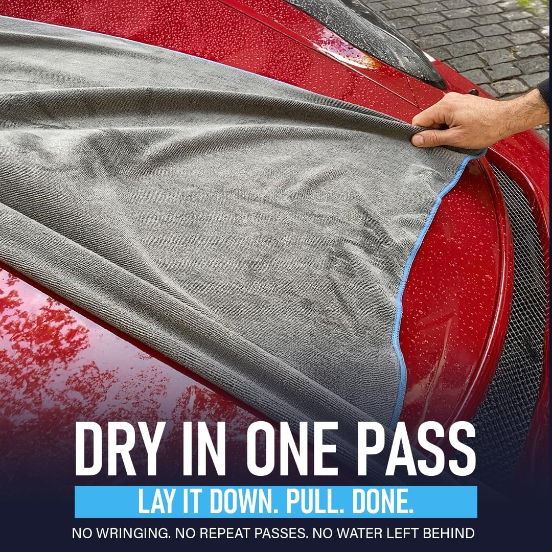 Rapid Dry Towels Original 2.0 Microfiber Car Drying Towel | 150 x 75cm | Extra Large Channel Weave Drying Cloth | Ultra Absorbent, Scratch-Free, Auto Detailing Towel for Cars SUVs Trucks & Boats