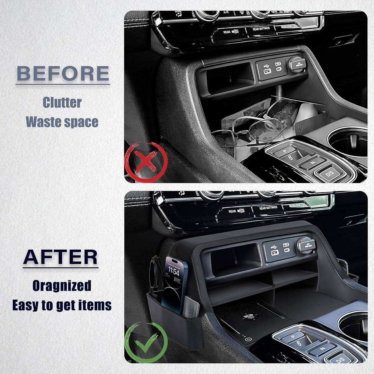 Gear Shift Organizer for 2023-2026 Honda Pilot/2026 Passport