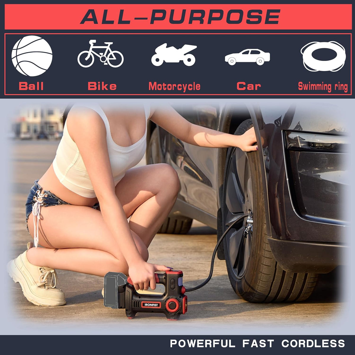 IRONFIST Tire Inflator Air Pump Compatible with MILWAUKEE M18(No Battery)