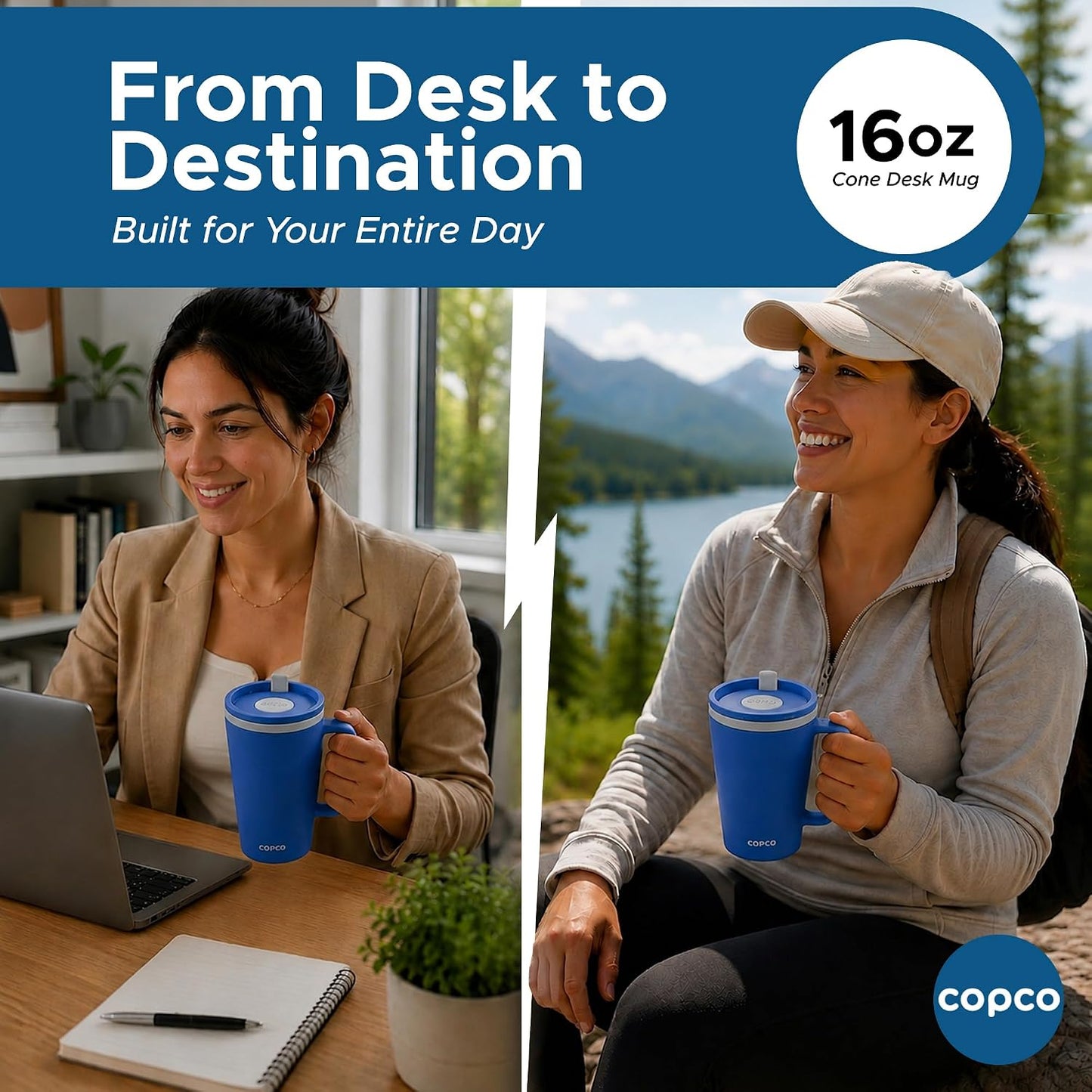 Copco Cone Cone Desk Mug - Blue 16 Oz