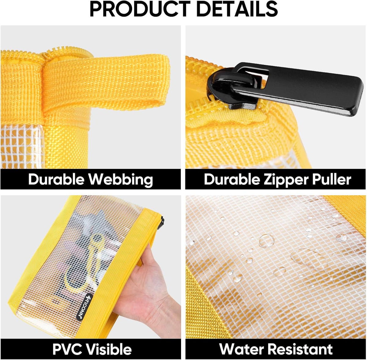 TICONN 6PK Tool Pouches with Zipper, Waterproof 1680D Oxford Small Tool Bag