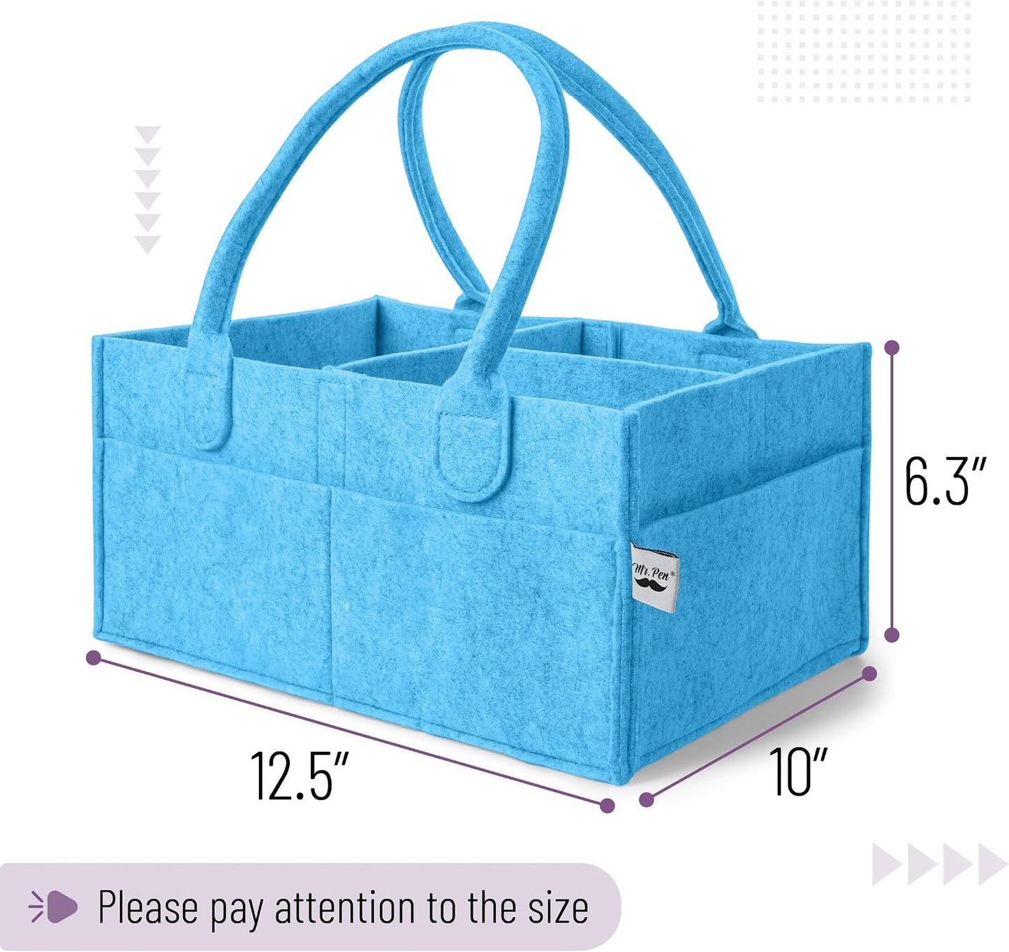 Mr. Pen- Baby Diaper Caddy Organizer, Blue | Nursery Storage Bin and Car Organizer for Diapers and Baby Wipes