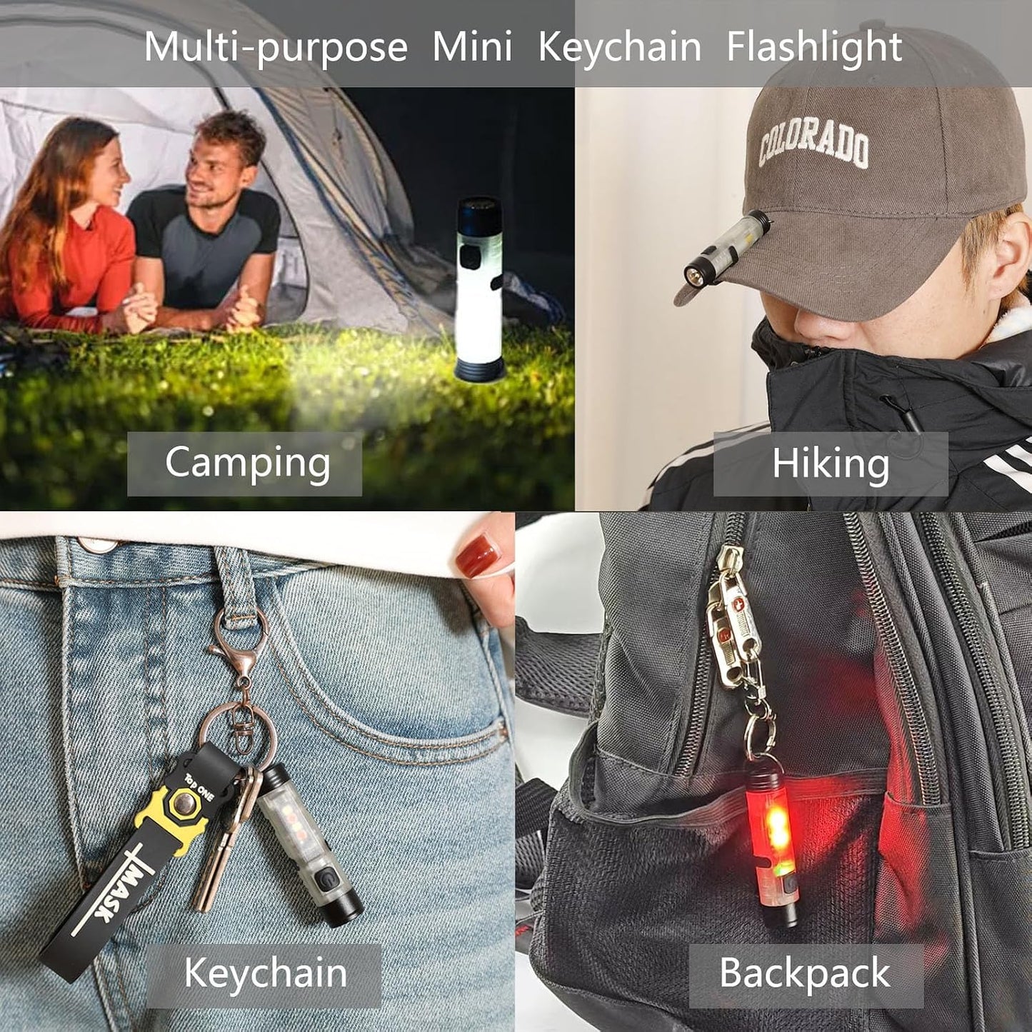 Hilngav3Pack MINI EDC Rechargeable Keychain Flashlight, 300 Lumens USB C Rechargeable Keychain Flash Light, Compact Portable Mini Tiny LED Keyring Lights with Pocket Clip Everyday Carry, Emergencies