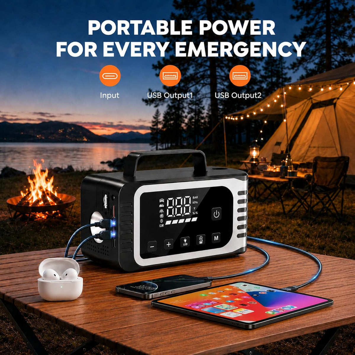 8000A Car Battery Jump Starter with Air Compressor, 150 PSI Tire Inflator