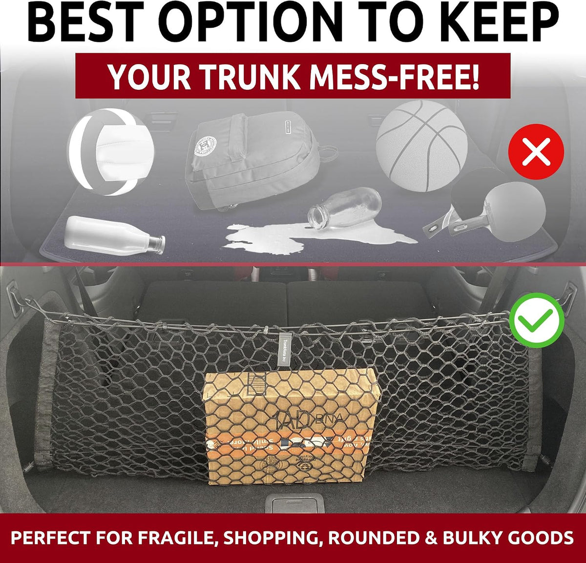 Envelope Style Trunk Mesh Cargo Net for Mazda CX-9 2007-2023 - Car Accessories - Premium Trunk Organizers and Storage - Cargo Net for SUV - Vehicle Carrier Organizer for Mazda CX-9