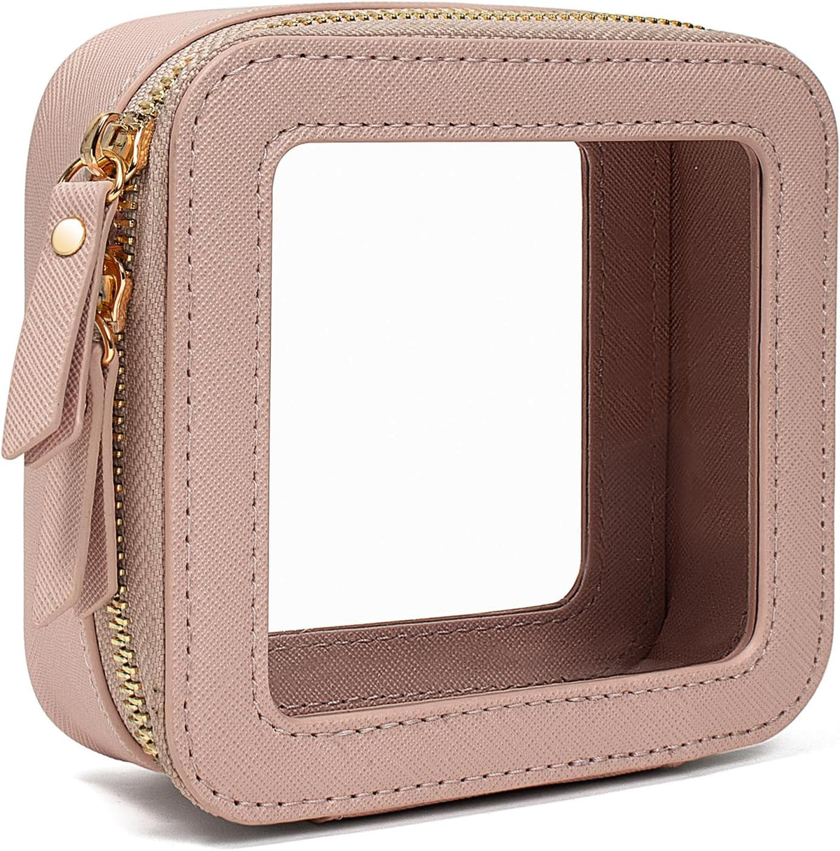 Small Clear Makeup Bag for Purse,Cute Travel Cosmetic Case Bag(Mini Nude)