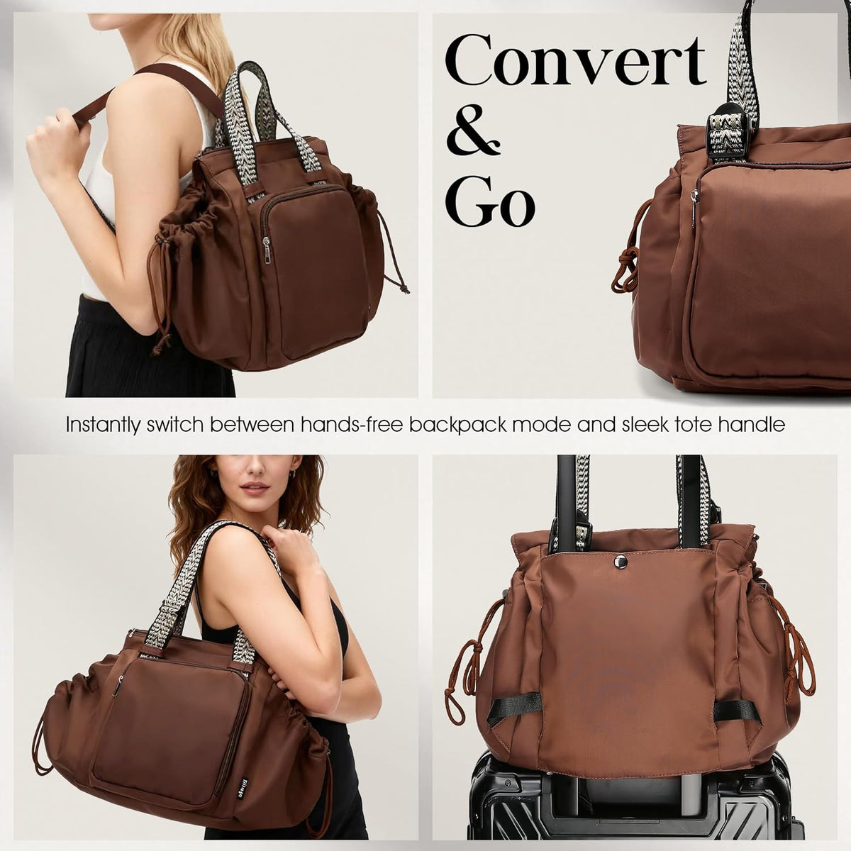 Everyday Bag Tote for Women, Spacious Diaper Bag with 16 Pockets, Durable Travel Bag, Sleek Work Shoulder Bag