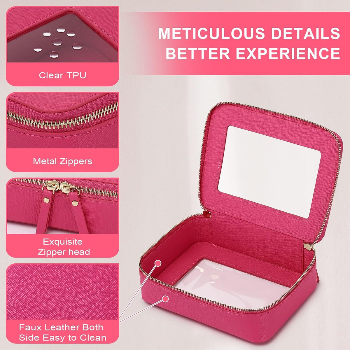 Pinkmik Clear Makeup Bag, (Fuxia, M)