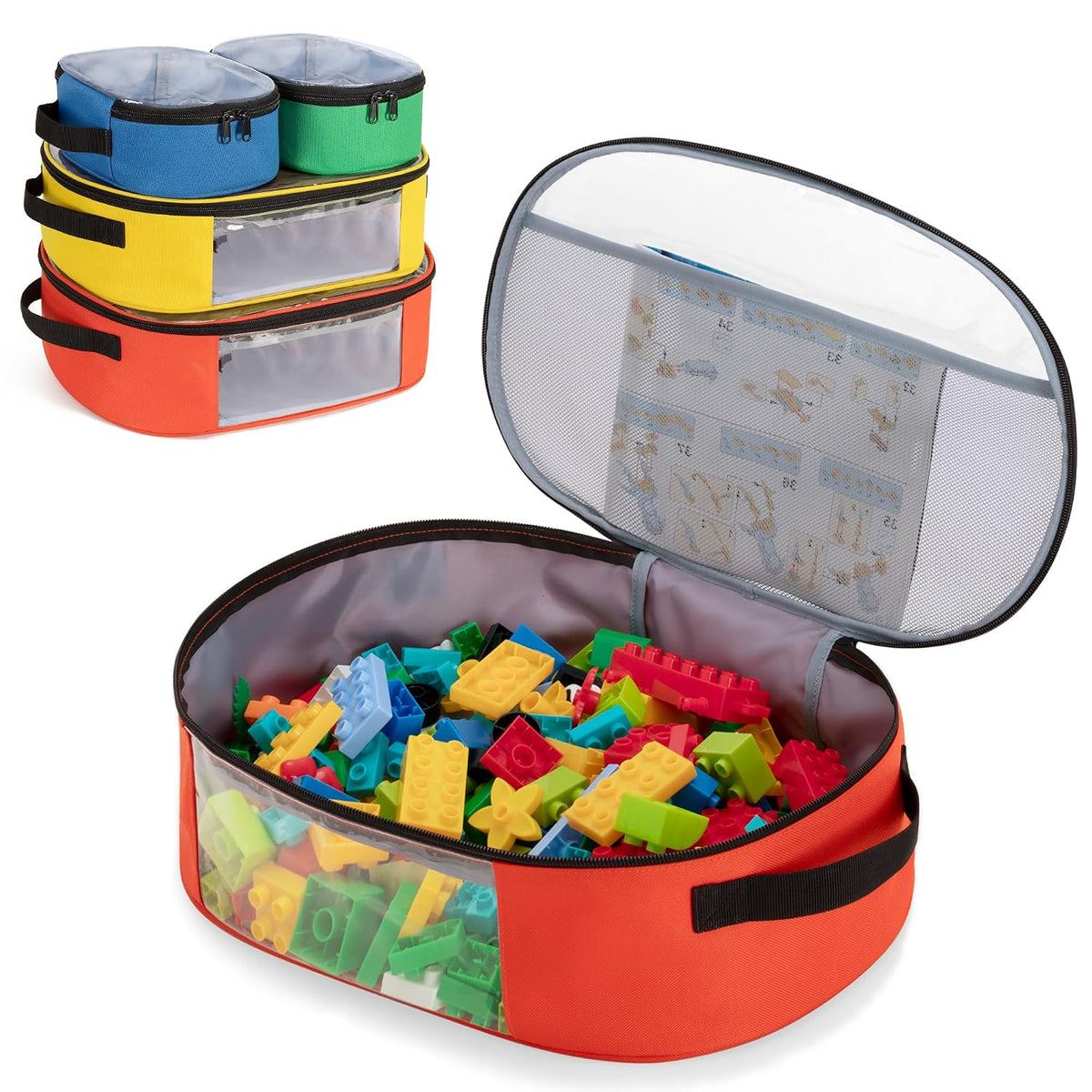 Rexmica 4 pcs Toy Storage Organizer Travel Bag for Building Bricks