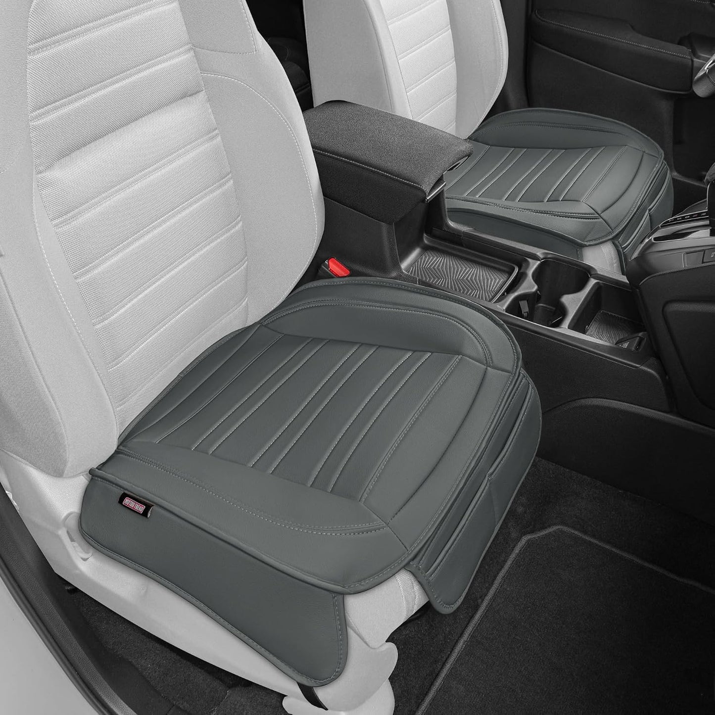 Motor Trend Car Seat Covers for Front & Rear Full Set - Nappa Leather Seat Protectors for Cars, Trucks & SUVs - Gray Automotive Seat Covers with Storage Pockets - Durable Bottom Cushion Protection