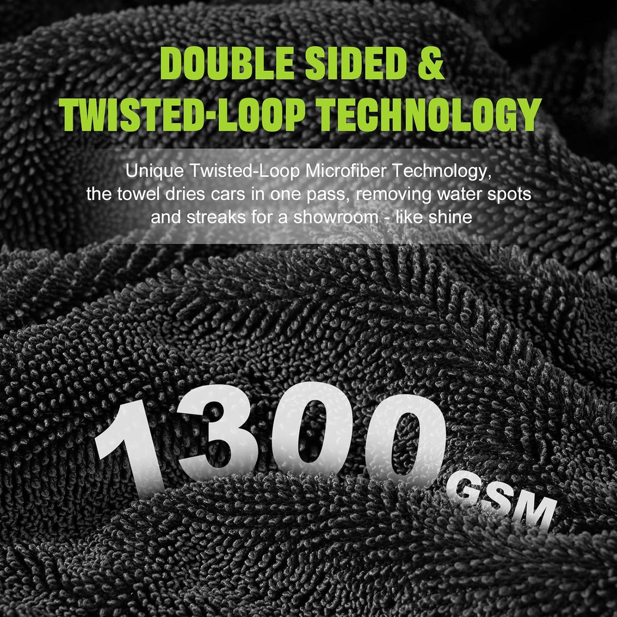 TTRCB 2 Pack Car Drying Towel, 1300 GSM Microfiber Towels for Cars (36" x 24" & 16" x 16"), Car Wash Mitt, Ultra-Absorbent, Streak Free, Car Wash Kit, Car Cleaning Detailing Supplies for SUVs, Trucks