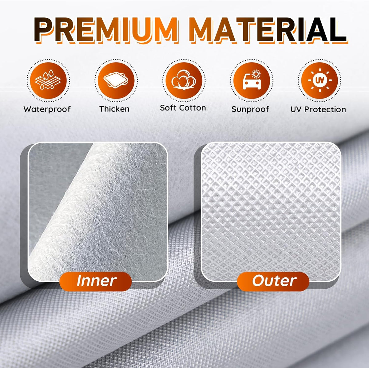 Half Car Cover for Snow, Windshield Cover for Ice and Snow with Cotton Liner, Hail Protector Car Cover Waterproof All Weather for Snow, Sun, Rain, Dust, Fit Sedan L