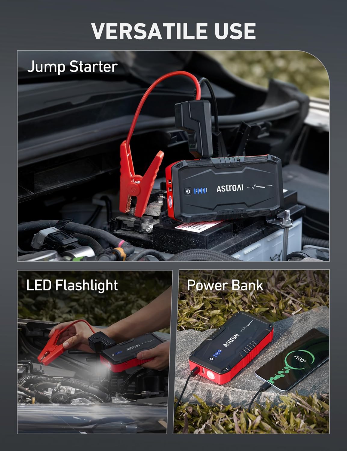 AstroAI S8 Car Battery Jump Starter 1500A – Portable 12V Lithium Jump Box