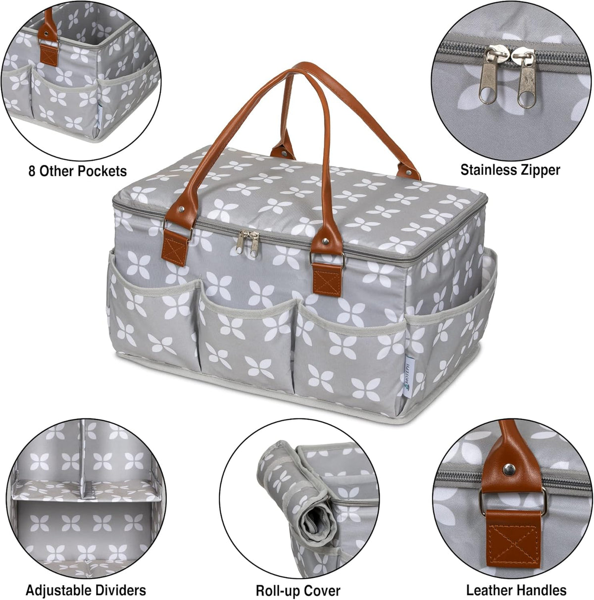 Moteph Extra Large Diaper Caddy, Craft, Toy Organizer with Zip-Top Cover with Waterproof Wet/Dry Bag - Perfect for Baby Shower