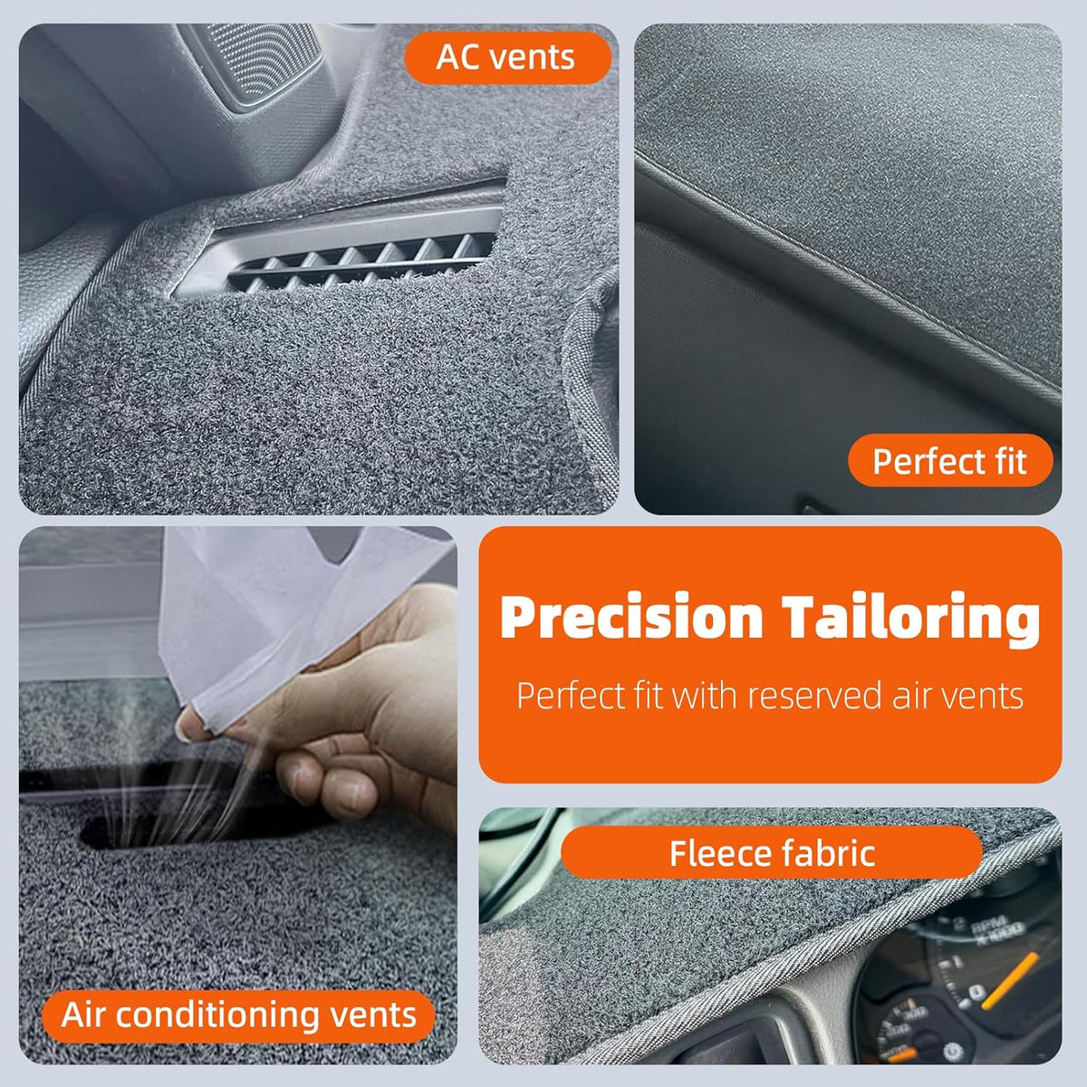 Dashboard Cover Dash Mat Fit for Fo-rd Escape 2019-2013 (Without HUD Models),Car Dash Board Mat Anti-Glare Carpet,Non-Slip Pad Sunshield Protector (Grey)