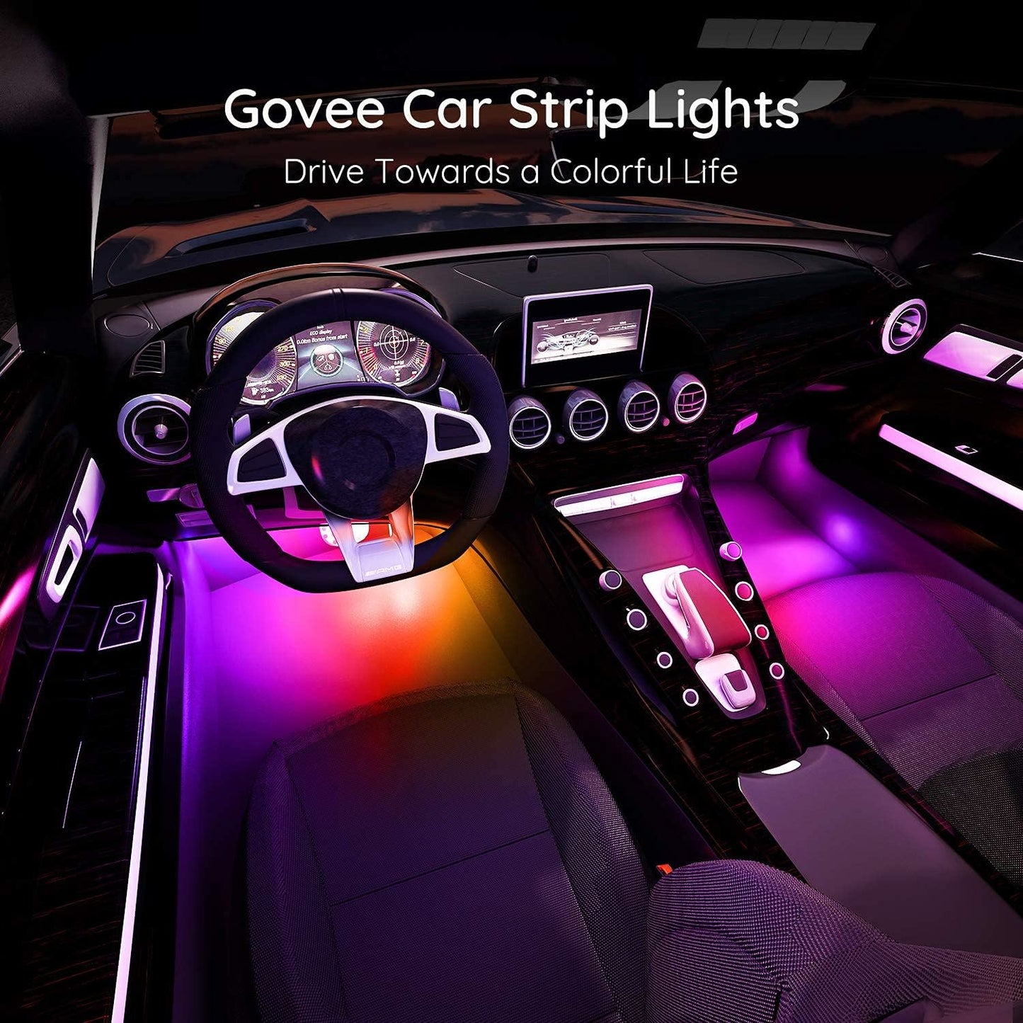 Govee Car Lights, RGBIC, Smart Interior Car Lights, APP&Remote Control | 72 LED Lights, for Decor, DIY Mode and Multiple Scene Options, 2 Lines Design
