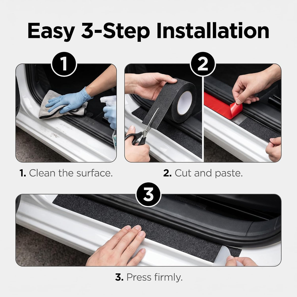 Car Door Entry Guard, 16.4Ft x 2.76" Anti-Scratch Self-Adhesive Door Sill Scuff Protector Wear, Resistant Non-Slip Car Threshold Protection Sticker, Universal for Most Cars (Black)
