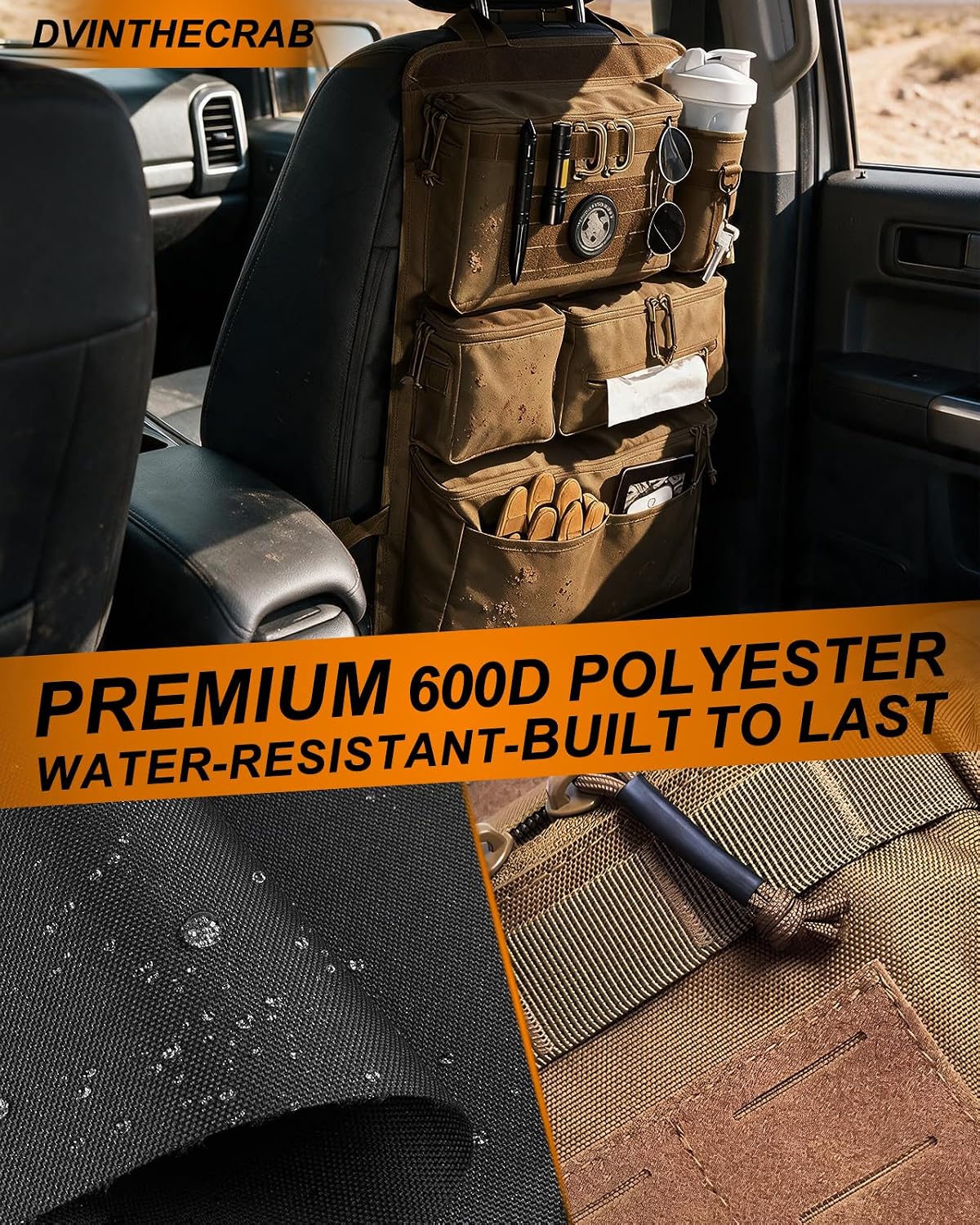Car Seat Back Organizer – Molle Panel, Heavy Duty, Waterproof storage