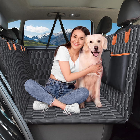 Chumajor XL Back Seat Extender for Dogs-Supports 400lb,Waterproof Dog Car Seat Cover Hard Bottom-Detachable,600D Oxford Cloth Proof Nonslip Soft,Dog Hammock for Car,SUVs