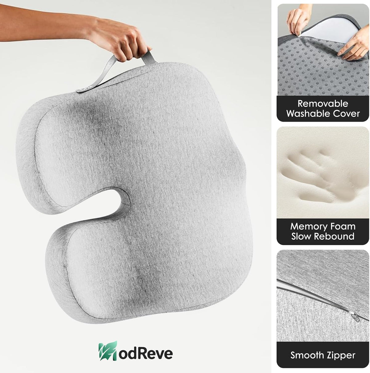Car Seat Cushion, Memory Foam Cushion with Carry Handle for Drivers, Orthopedic Sciatica & Tailbone Pain Relief for Long Driving, Comfort