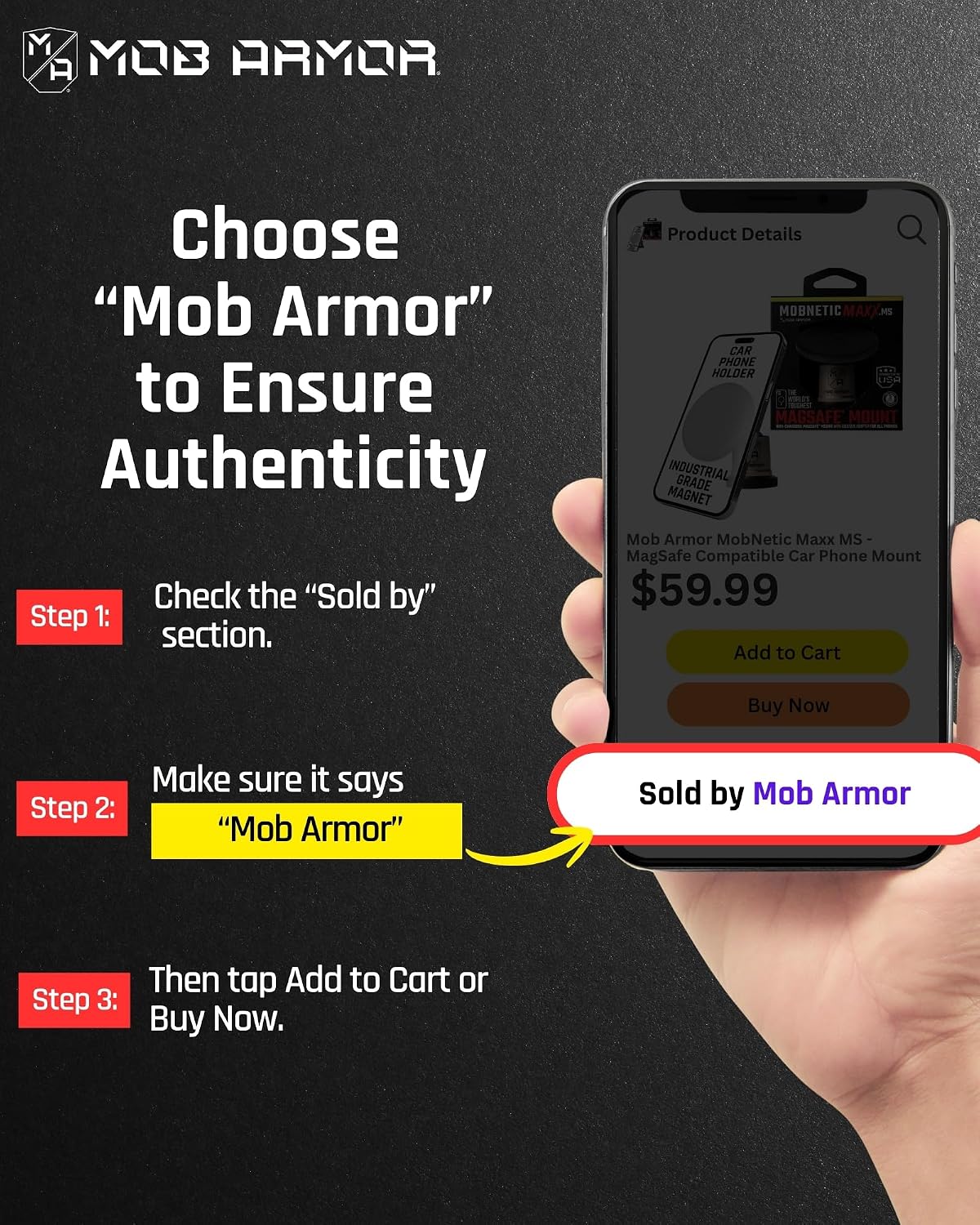 Mob Armor MobNetic Maxx MS MagSafe Phone Mount for Car, Red