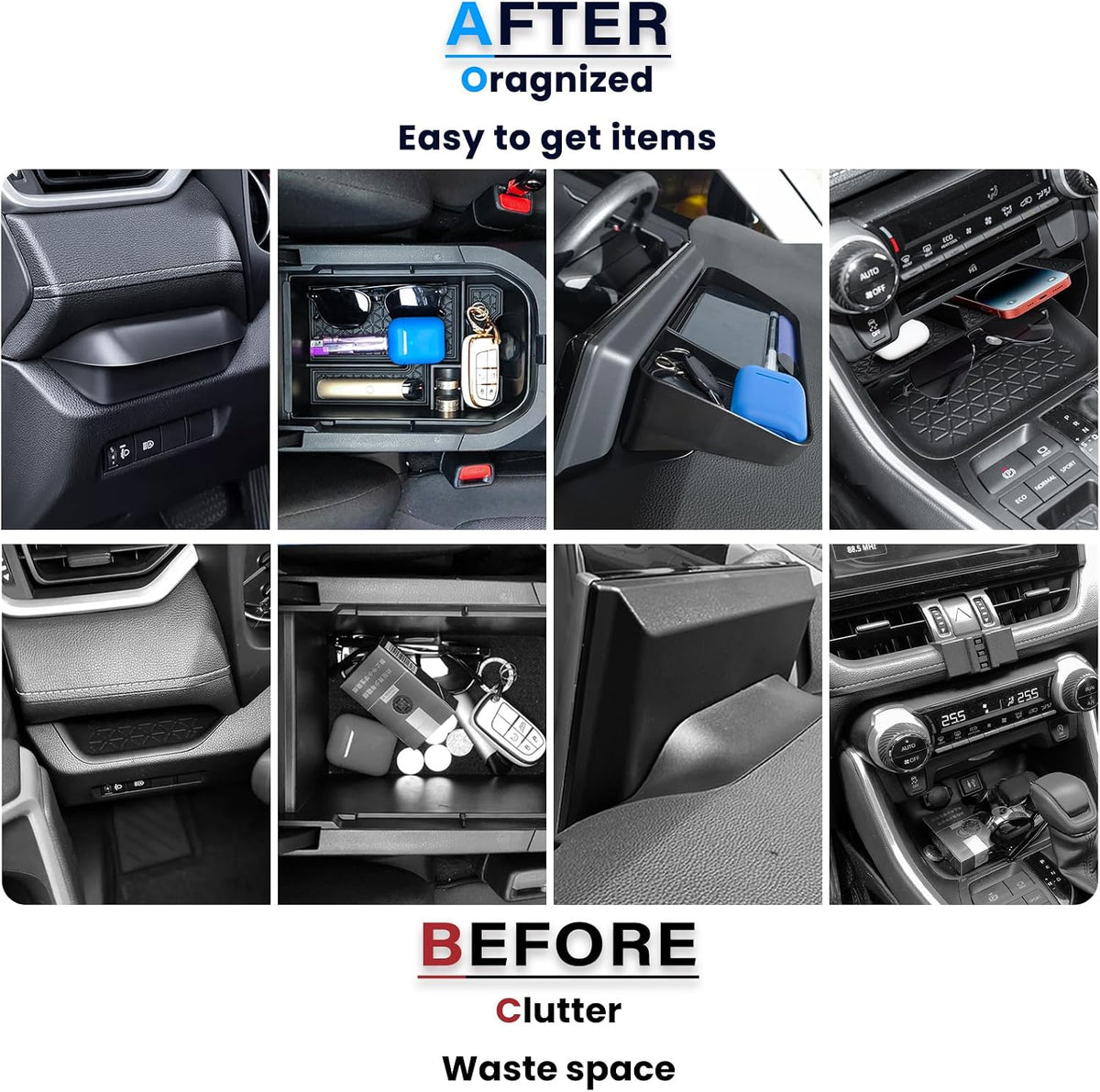 4PCS Center Console Organizer for 2019-2025 Toyota RAV4 Accessories