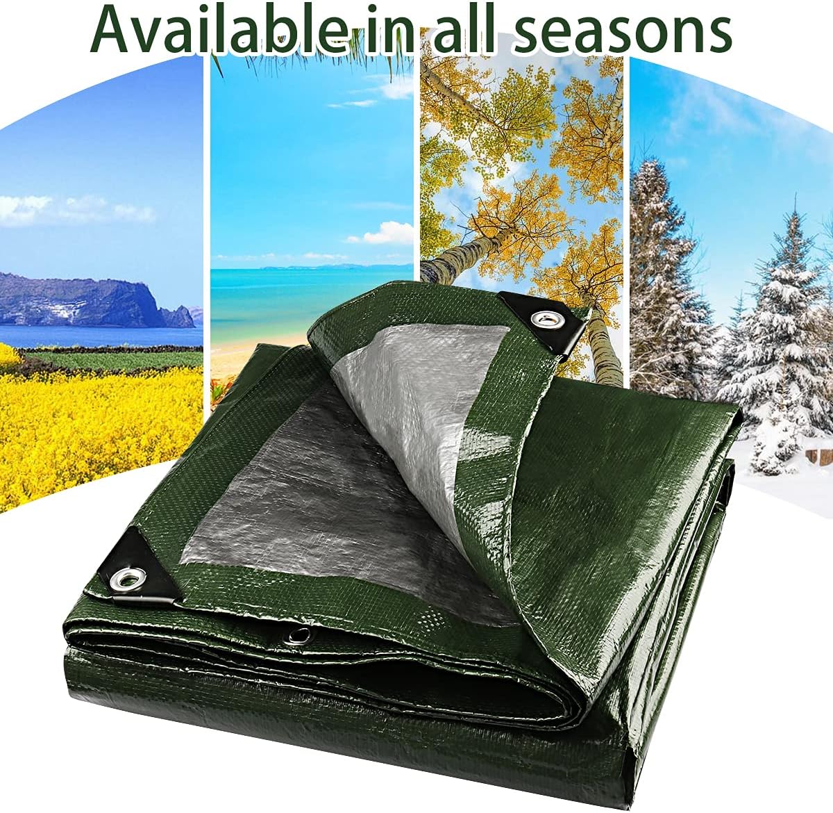 Onarway Poly Tarps Waterproof for Outdoor: Green Tarpaulin 6Mil Thicken 8x8 Ft 2Packs- Anti-UV Waterproof Tarp Cover with Grommets Multipurpose for Boat Pool Roof Camping