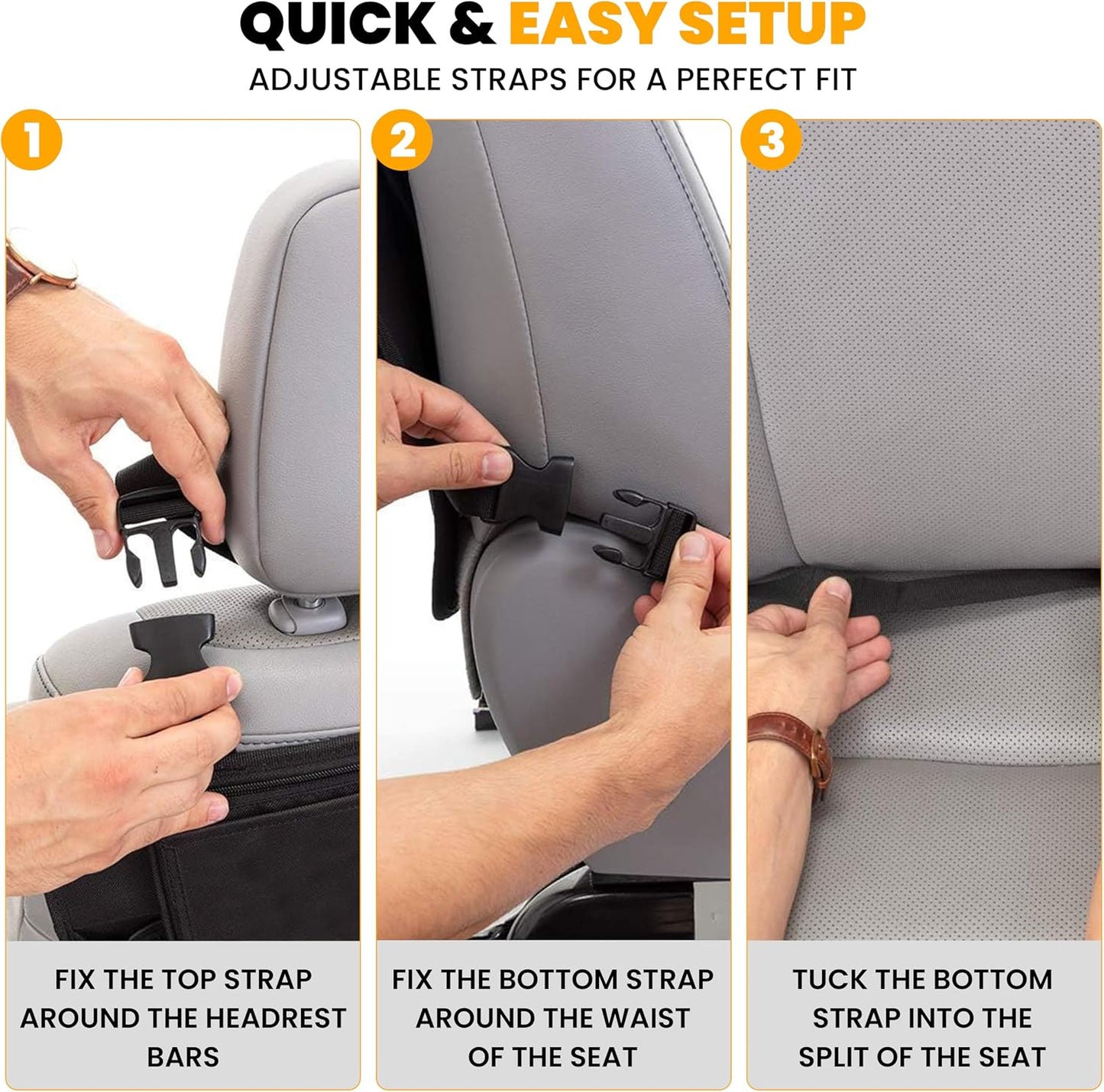 EcoNour Car Kick Mats Back Seat Protector (2 Pack),Car Seat Protector & Backseat Organizer with Storage Pockets for Kids,Waterproof Back Seat Cover for Dirt,Mud & Scratch Protection Travel Accessories