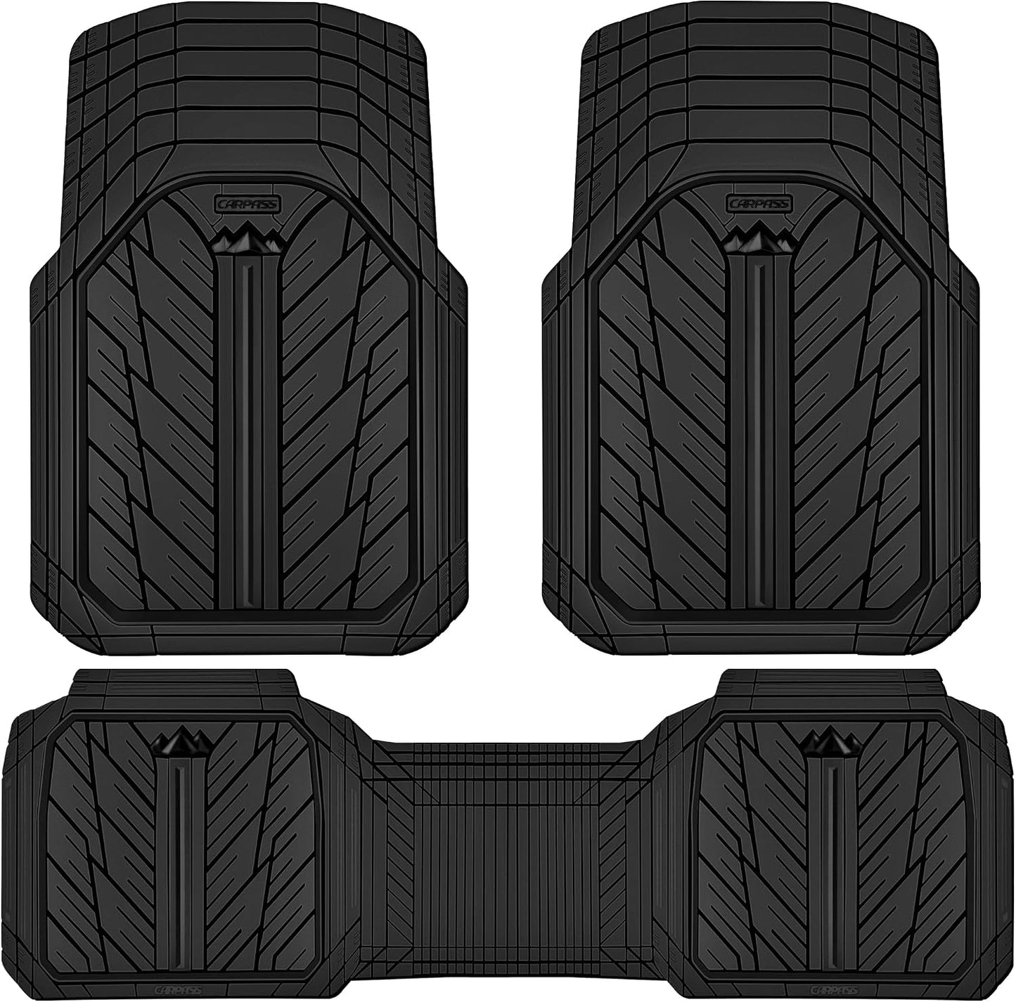 CAR PASS Heavy Rubber Car Floor Mats, Deep Waterproof Car Mats All Weather, Universal Trim-to Fit Automotive Floor Mats for Car SUV Truck Van, Durable Cute Floor Liners for Women Girly (All Pink)