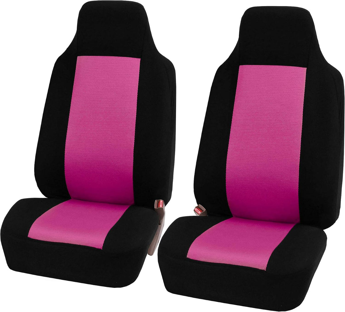 FH Group 3D Air Mesh Car Seat Covers Front Set – Universal Fit Automotive Seat Protectors, Washable Low Back Bucket Seat Covers for SUV, Sedan, Car Accessories, Pink/Black